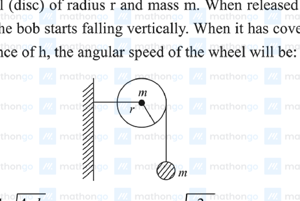 Flywheel (disc) with string wound around it, bob of mass $m$ hanging from string