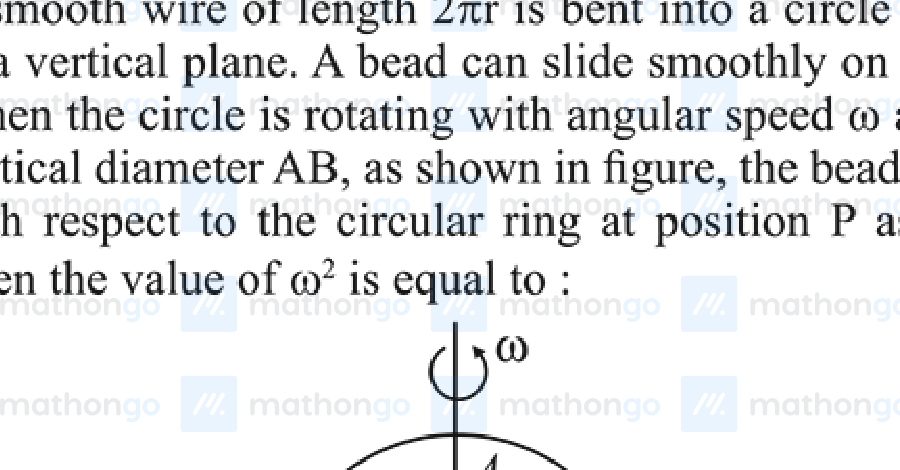 Circle rotating about vertical diameter AB, bead at position P at angle from center, radius r/2 from axis