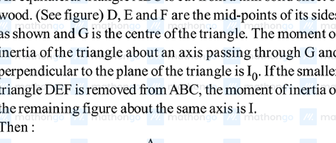 Equilateral triangle ABC with midpoints D, E, F forming inner triangle DEF. G is centroid.